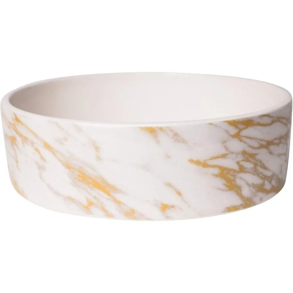 Park Life Designs White Gold Marbled Medium Pet Bowl 6-1/4 in Diameter 14005